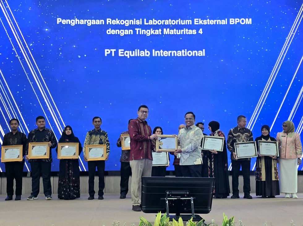 Equilab menerima penghargaan rekognisi maturitas level 4 sebagai laboratorium pengujian